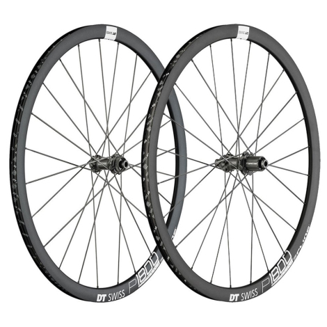 DT Swiss P 1800 Spline 32 Disc Road Wheelset - 700c - Black / SRAM / Shimano / 12mm Front - 142x12mm Rear / Centerlock / Pair / 10-11 Speed / Clincher / 700c