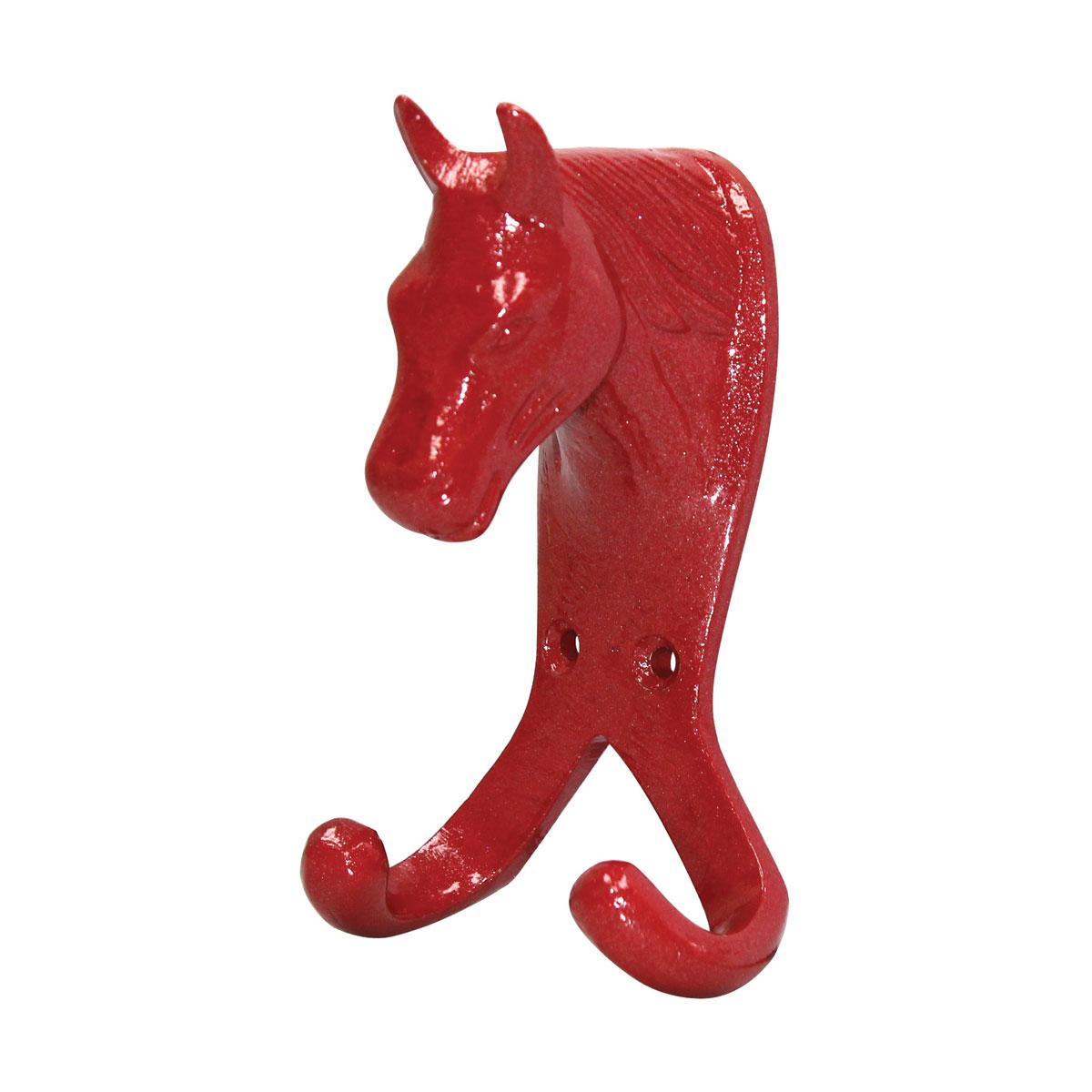 Perry Equestrian Fixtures and Fittings | Perry Equestrian Horse Head Double Hook Colour Red