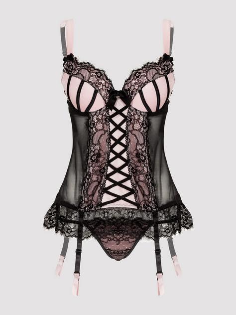 Lovehoney Lingerie Lovehoney Boudoir Belle Blush Pink Push-Up Basque Set