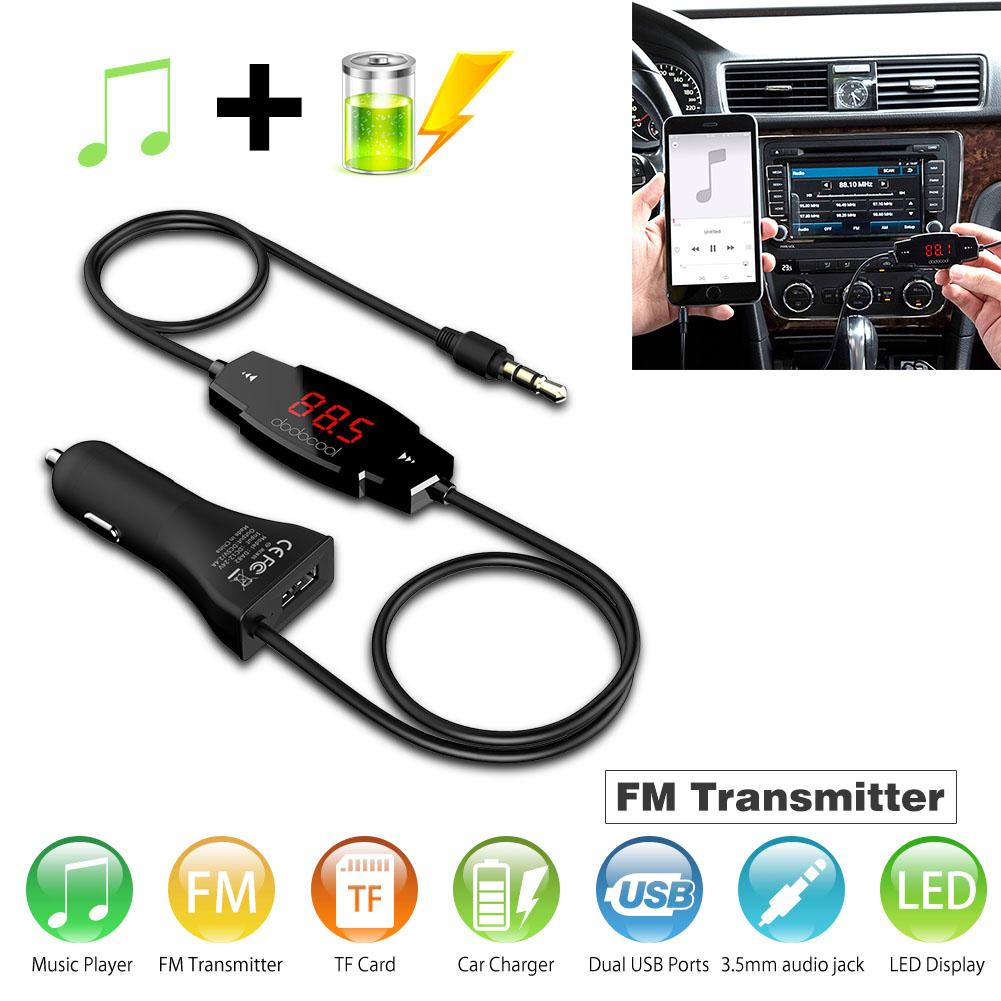 TOMTOP JMS Dodocool Wireless FM Transmitter Radio Car Hands-Free Function +USB Charger