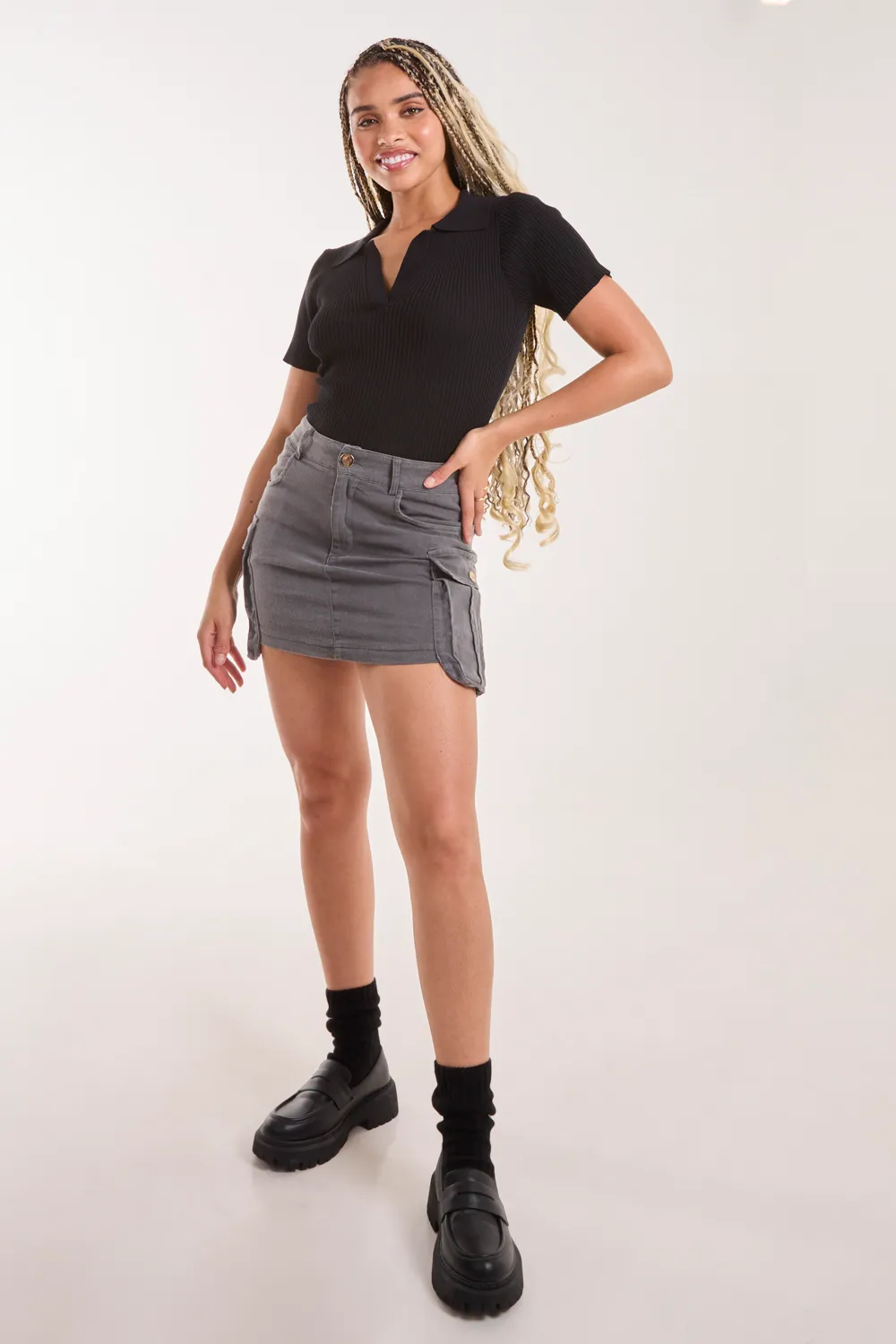 Oversized Pocket Cargo Mini Skirt