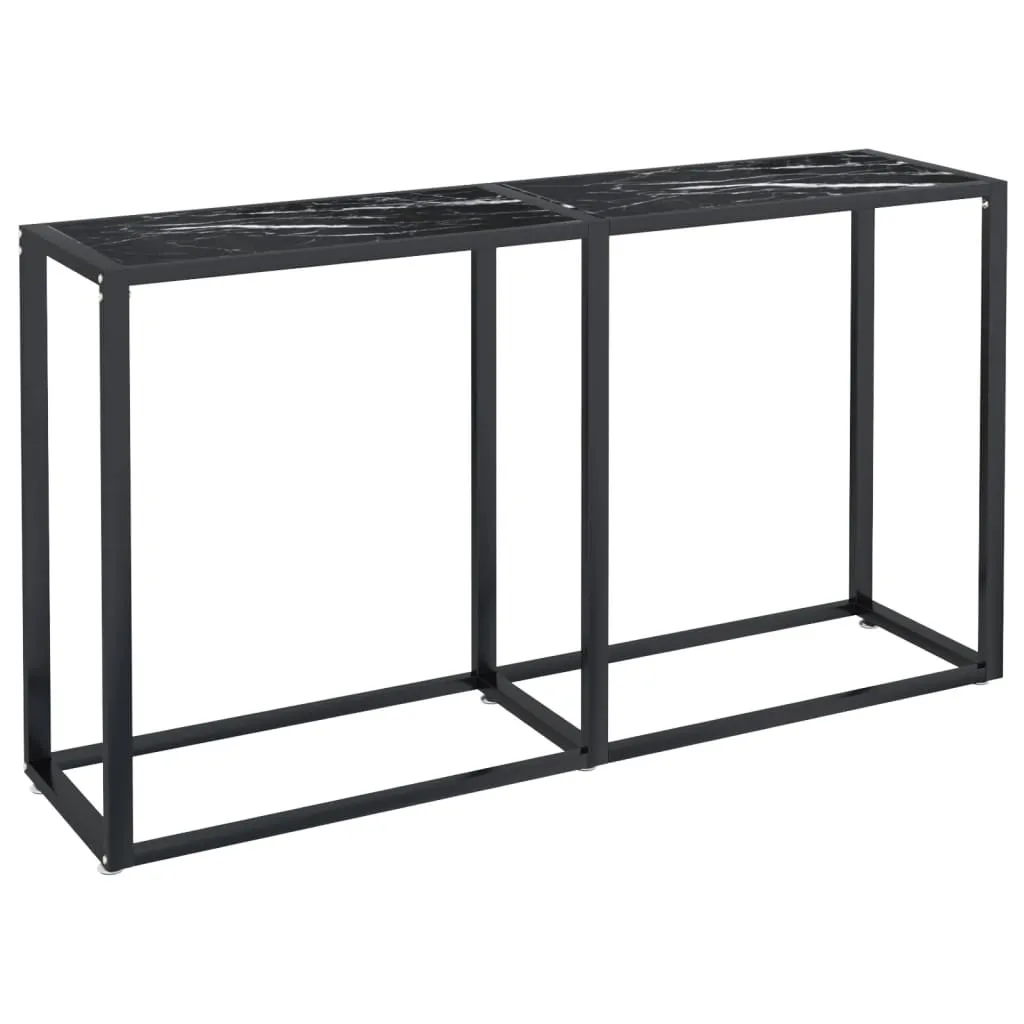 VidaXL Console Table Black Marble 140x35x75.5cm Tempered Glass