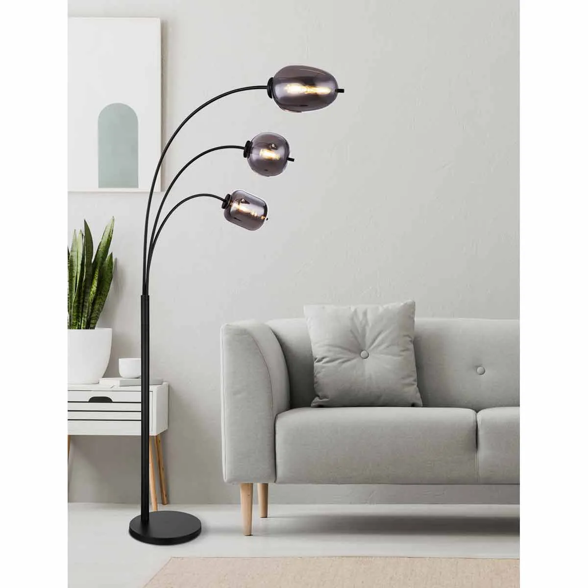 GLOBO Smoky 3 Light Black Floor Lamp