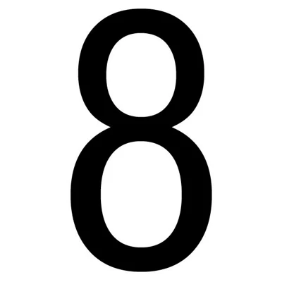 The House Nameplate Company Gloss Black Upvc Self-Adhesive House Number 8, (H)60mm (W)40mm