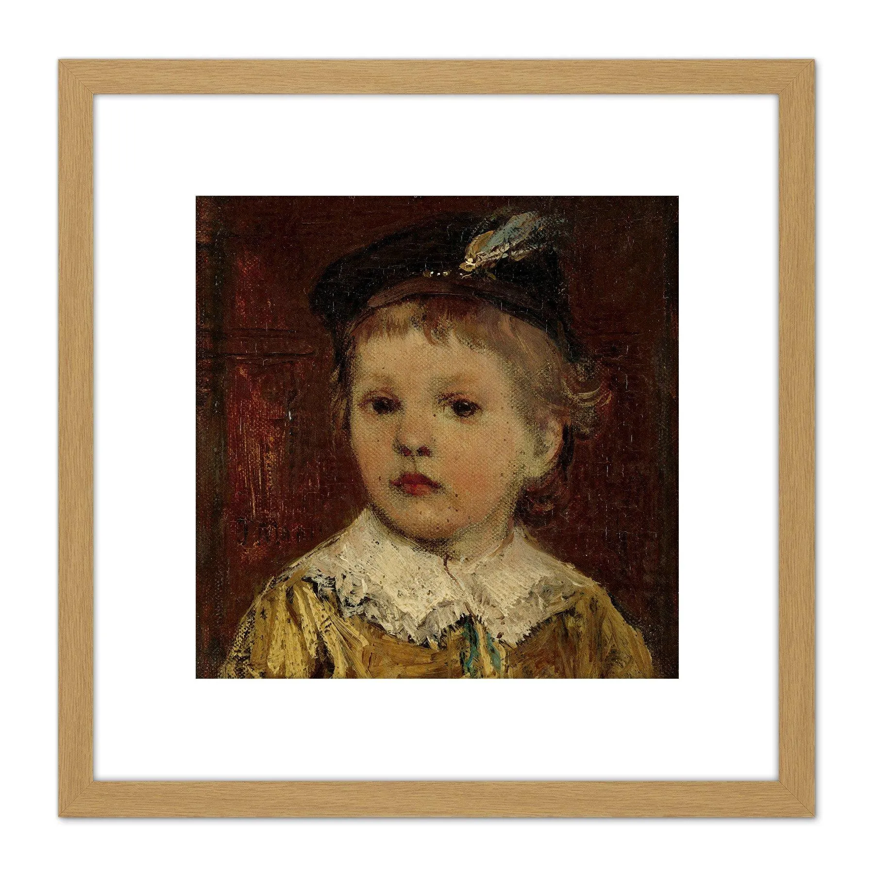 Artery8 Maris Willem Matthijs Child Portrait Painting 8X8 Inch Square Wooden Framed Wall Art Print Picture with Mount