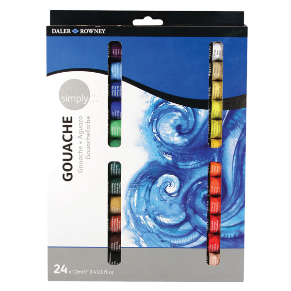 Daler-Rowney Simply Gouache Set of 24x12ml Paint Tubes