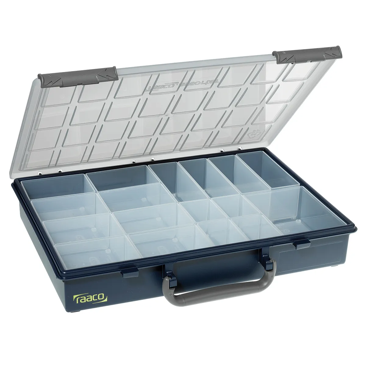 Raaco Caja de compartimentos  de 17 compartimentos Gris, Transparente de PP, 57mm x 340mm x 265mm, 136228
