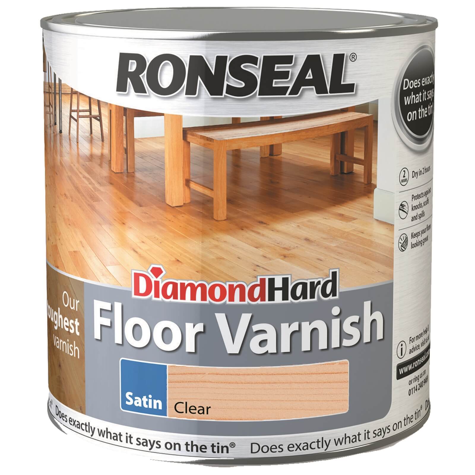 Ronseal Diamond Hard Floor Varnish Satin 2.5 Litre