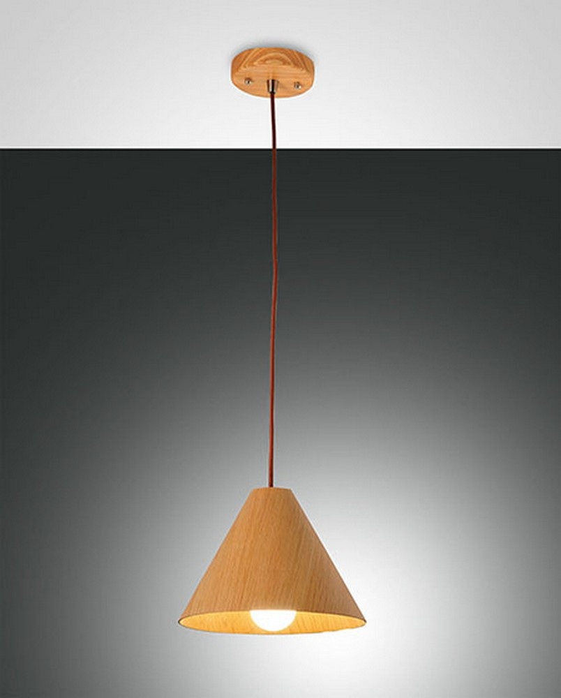 Fabas Luce Lighting Esino Dome Pendant Ceiling Lights Oak Glass, E27