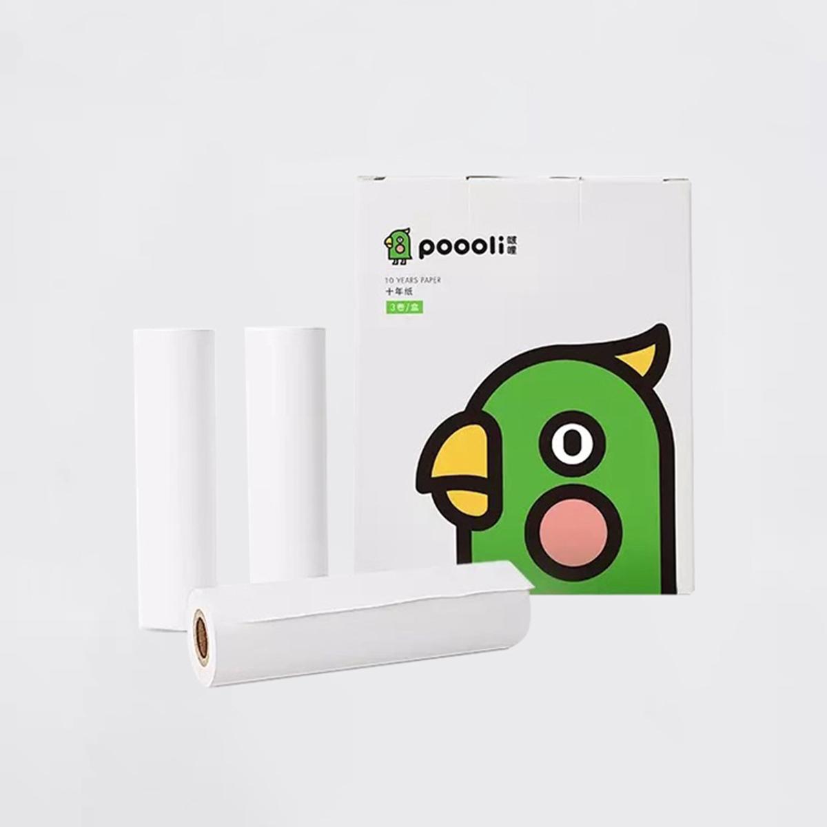 TOMTOP JMS Poooli 110 * 30mm White Thermal Paper Roll Printable Sticker Paper BPAFree Non-adhesive