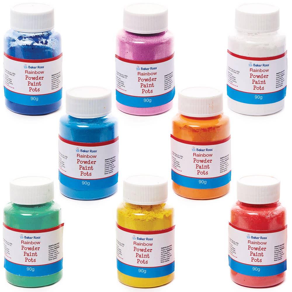 Baker Ross Rainbow Colours Powder Paint Pots (Box of 8)