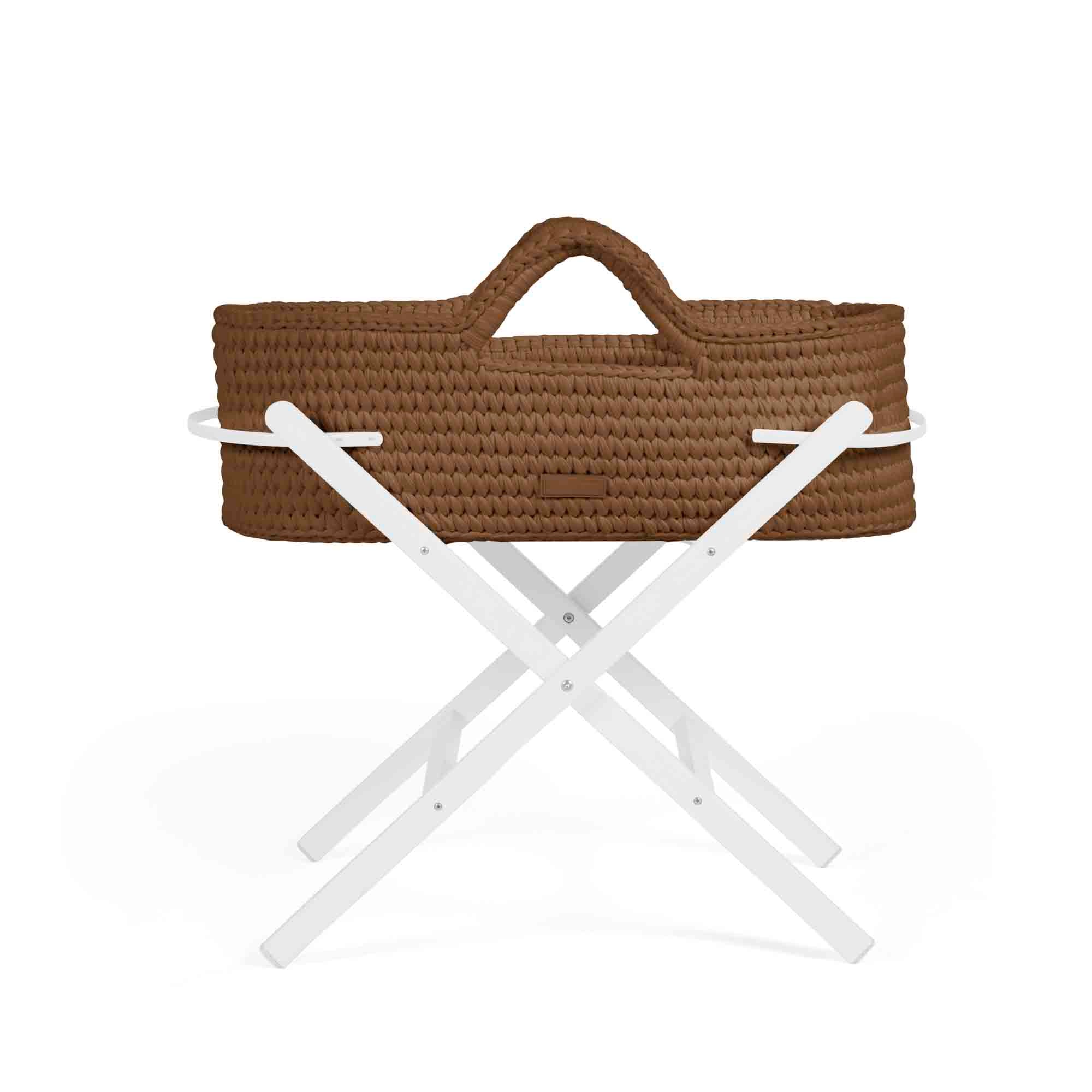 Nova Moses Basket & Stand - Mocha / White