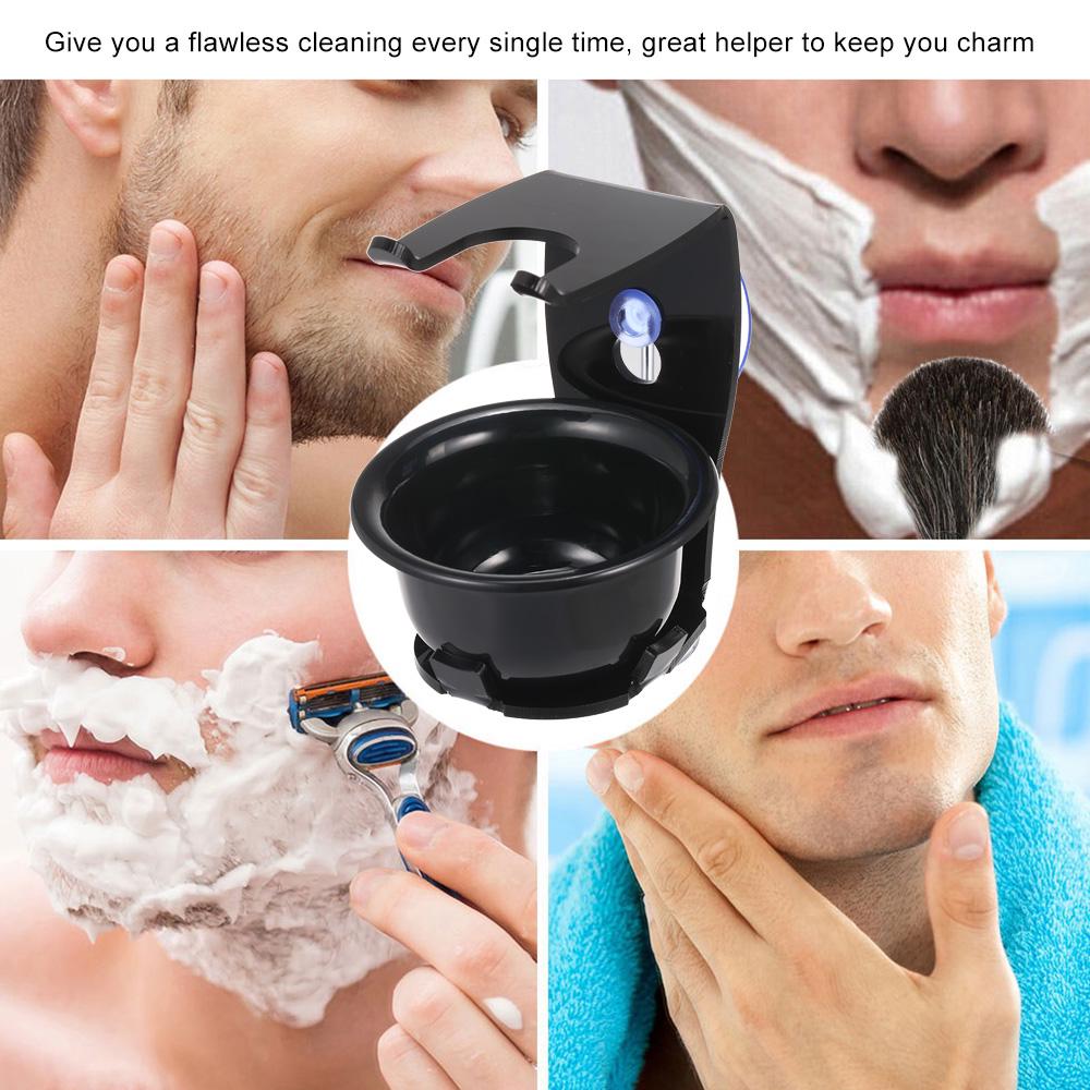 TOMTOP JMS Men's Shaving Kit Shaving Brush Holder + Soap Bowl Male Beard Shaving Soap Bowl Shaving Stand Male Shaving Tool Set black