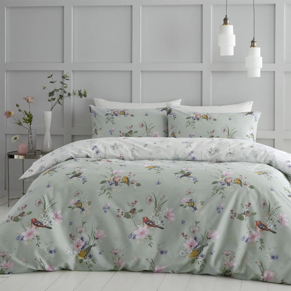 Catherine Lansfield 'Songbird' Duvet Set|Size: Single|green