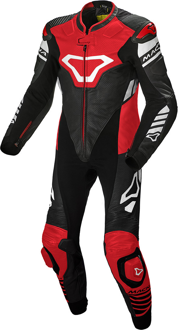 Macna Tracktix One Piece perforated Motorcycle Leather Suit, red, Size 58, red, Size 58