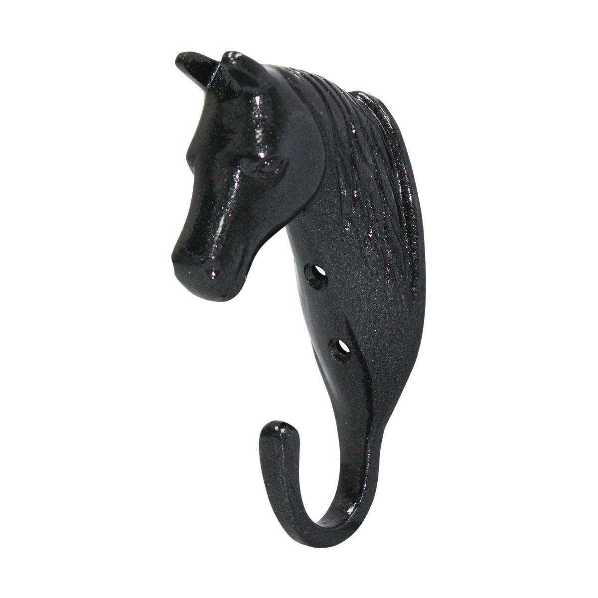 Perry Equestrian Fixtures and Fittings | Perry Equestrian Horse Head Single Hook Colour Black