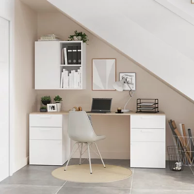 GoodHome Atomia White Workspace Desk Unit