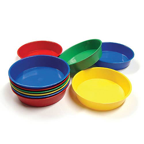 Baker Ross Paint Pots - 10 shallow plastic bowls ideal for painting. Assorted colours. Size 13cm.