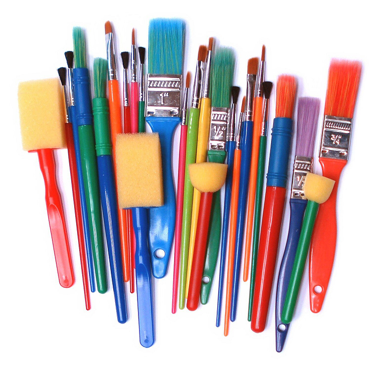 Major Brushes Assorted Set 25 Brushes & Foam Dabbers Childrens Painting Stencil & Craft 571-25