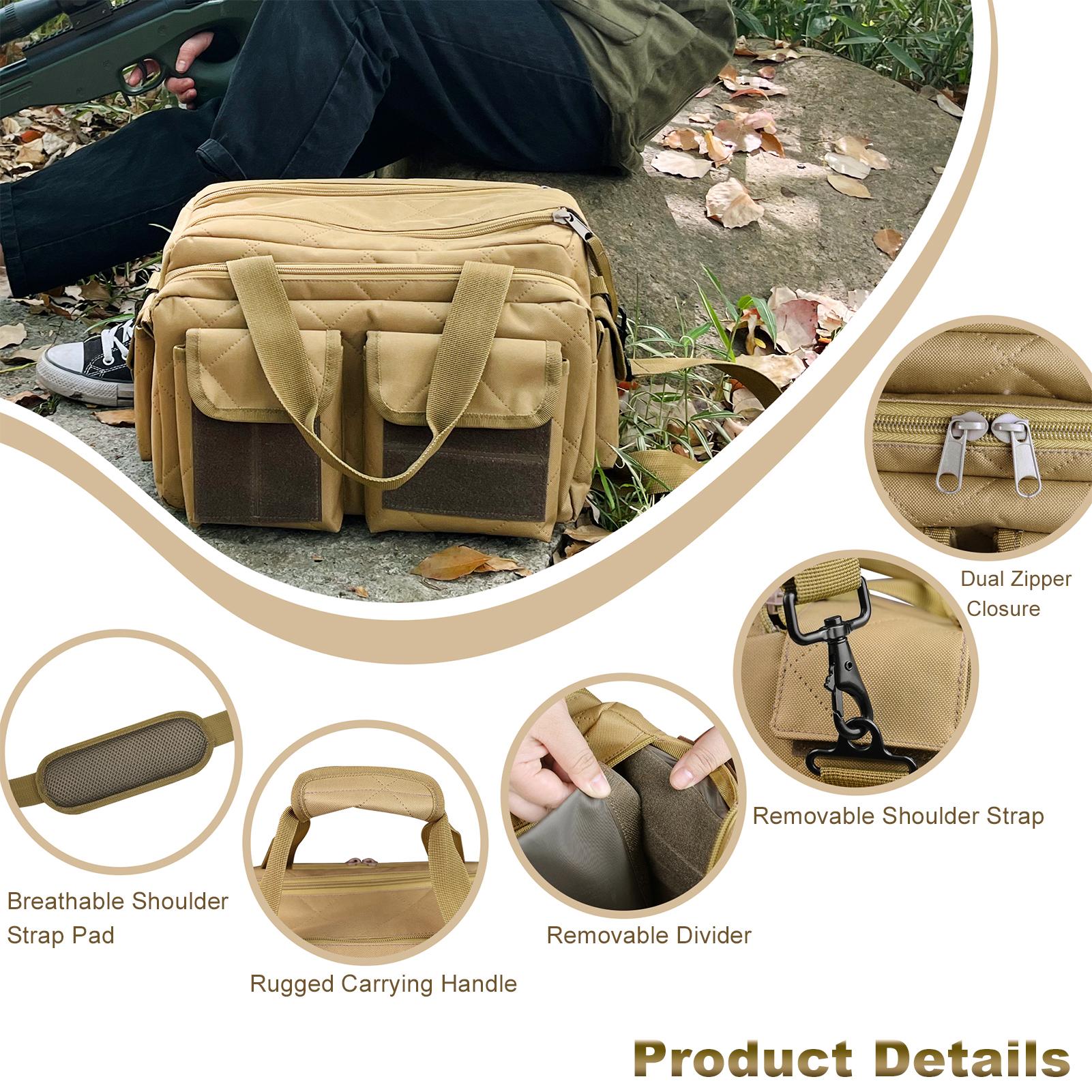 Outdoor Duffel Bag Multi-Pocket Camping Hunting Gear Shoulder Bag for Camping Hiking Shooting khaki