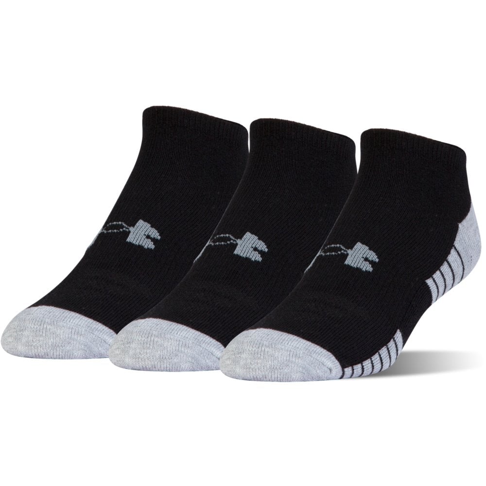 Under Armour Junior 3-Pack HeatGear No Show Socks Black|Youth Medium (10-13)|Black