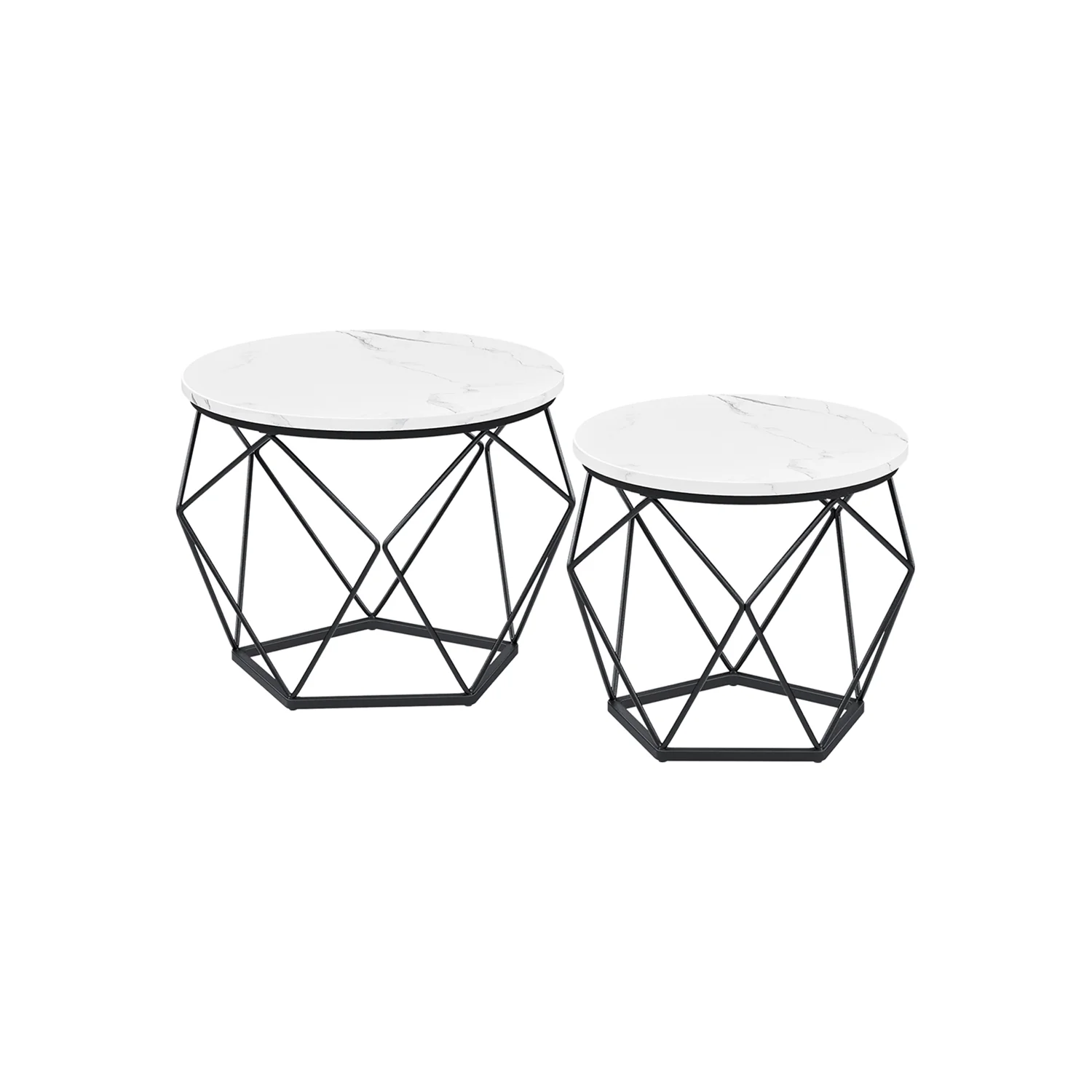 VASAGLE Vasagle Round Coffee Tables Set Of 2 -white And Black