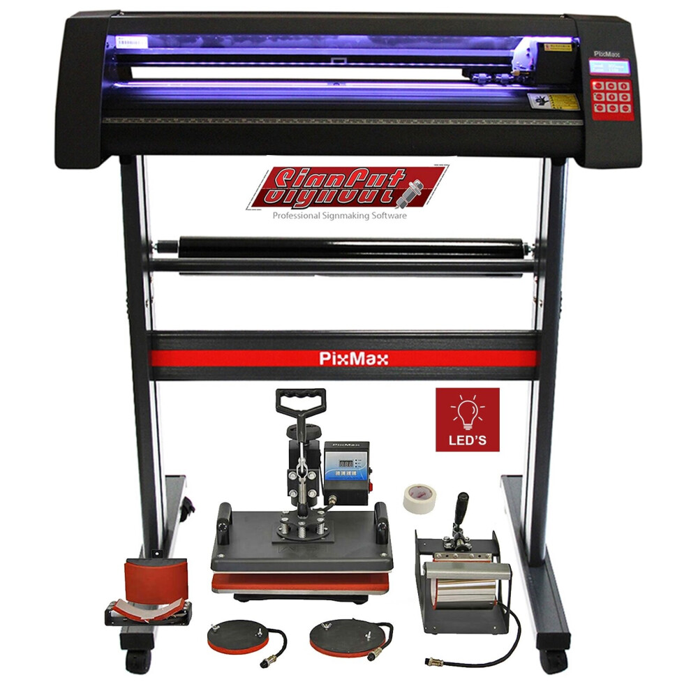 MonsterShop Vinyl Cutter LED, 5 in 1 Heat Press & Signcut Pro