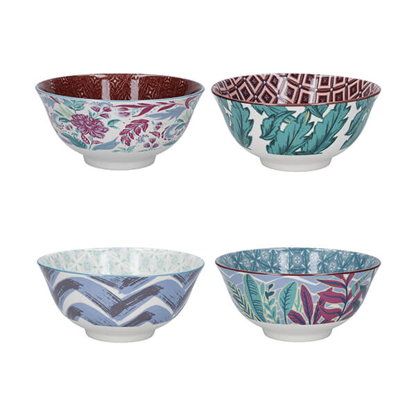 KitchenCraft Set of 4 Ceramic Cereal Bowls - 'Vibrance' Design
