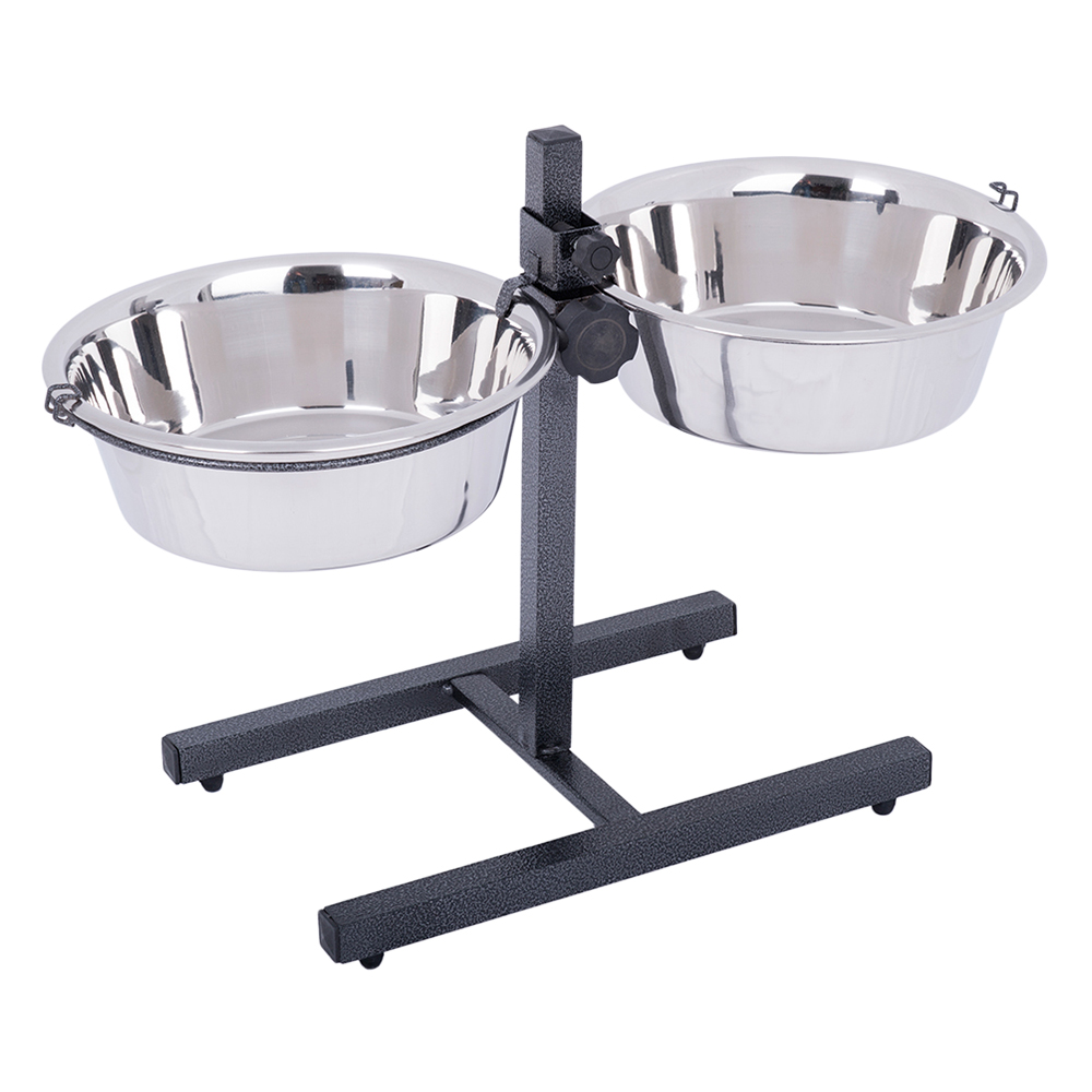 Zooplus Exclusive Dog Bowl Stand with 2 Stainless Steel Bowls - 2 x 2.8 litres