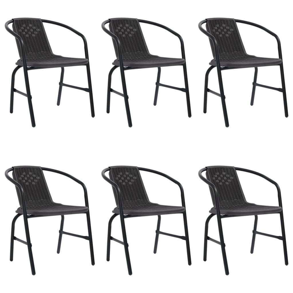 VidaXL Garden Chairs 6 pcs Plastic Rattan and Steel 110 kg