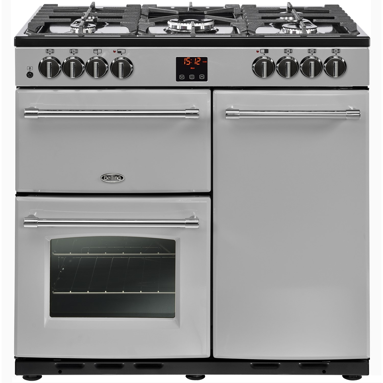 Belling Farmhouse 90DFT Silver 90cm Dual Fuel Range Cooker