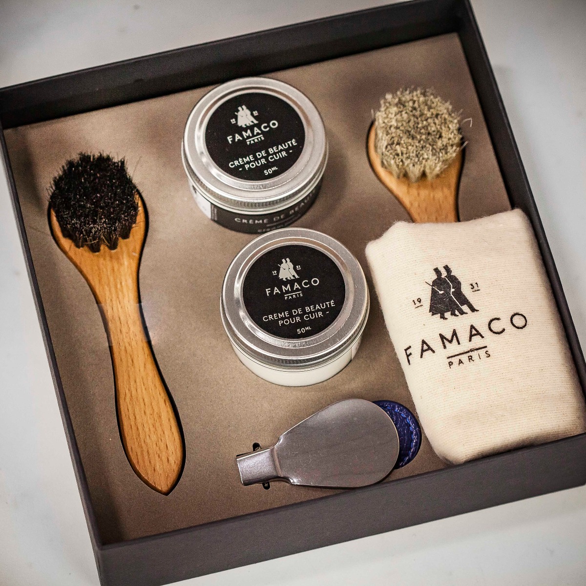 Famaco Travel Luxury Shoe Care Kit Gift Box