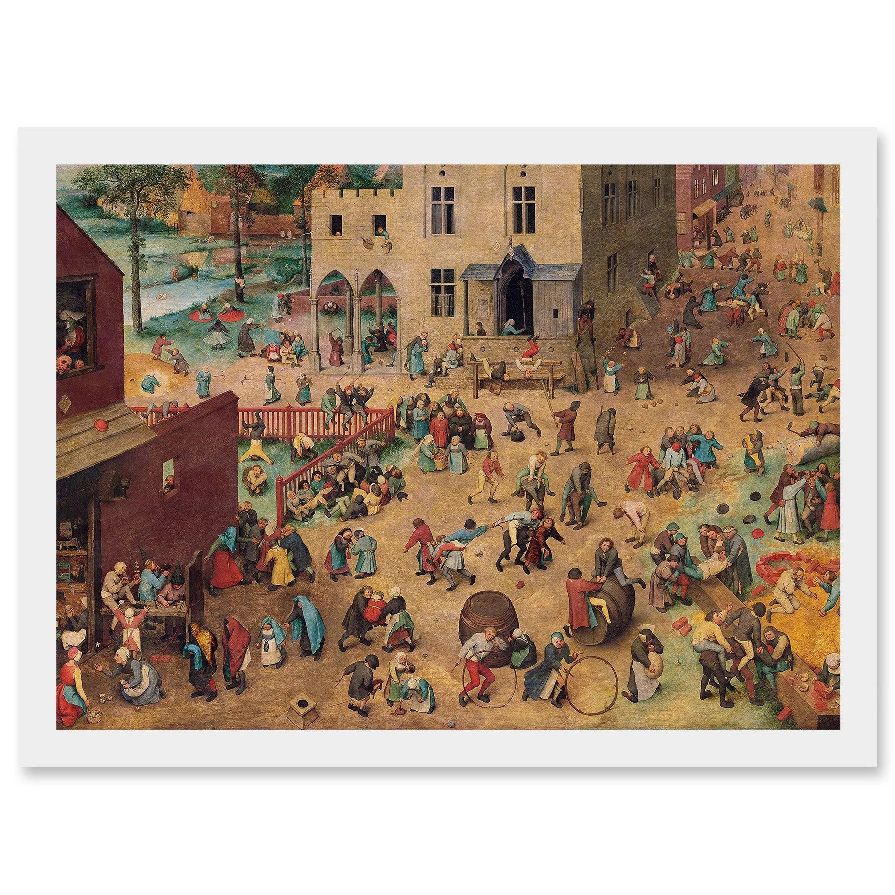 Artery8 Pieter Bruegel Childrens Games Painting Artwork Framed Wall Art Print A4