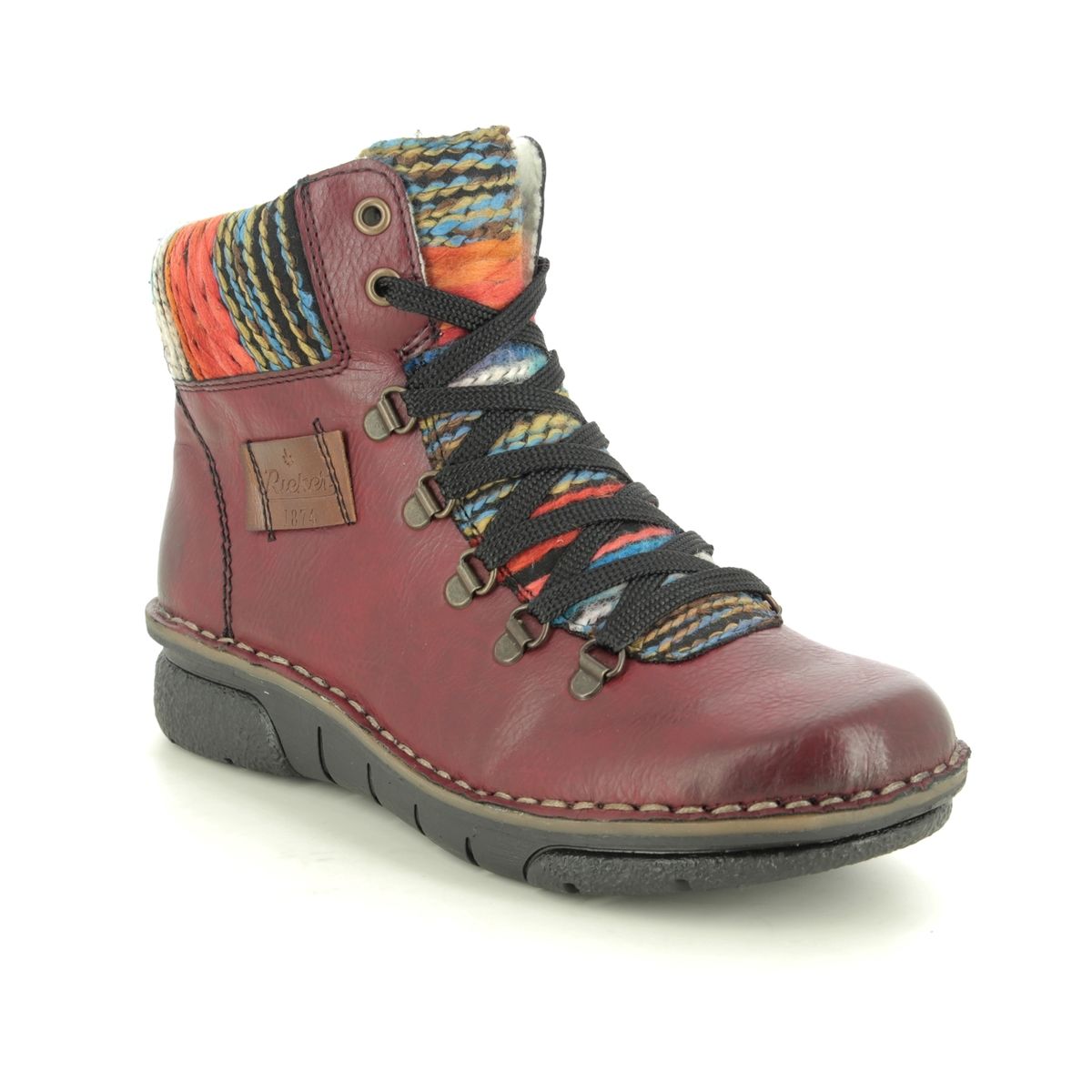 Rieker 73343-35 Jollypeep Wine Womens Lace Up Boots