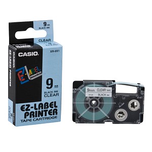 Casio Black on Clear Label Printer Tape, 8 m Length, 9 mm Width
