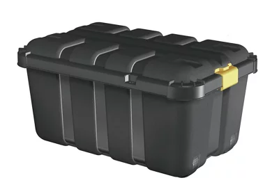 Form Skyda Heavy Duty Black 111L Plastic Wheeled Storage Trunk With Lid