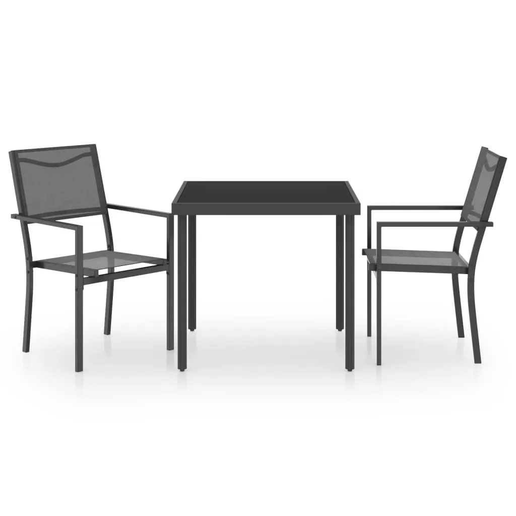 VidaXL 3 Piece Outdoor Dining Set Steel