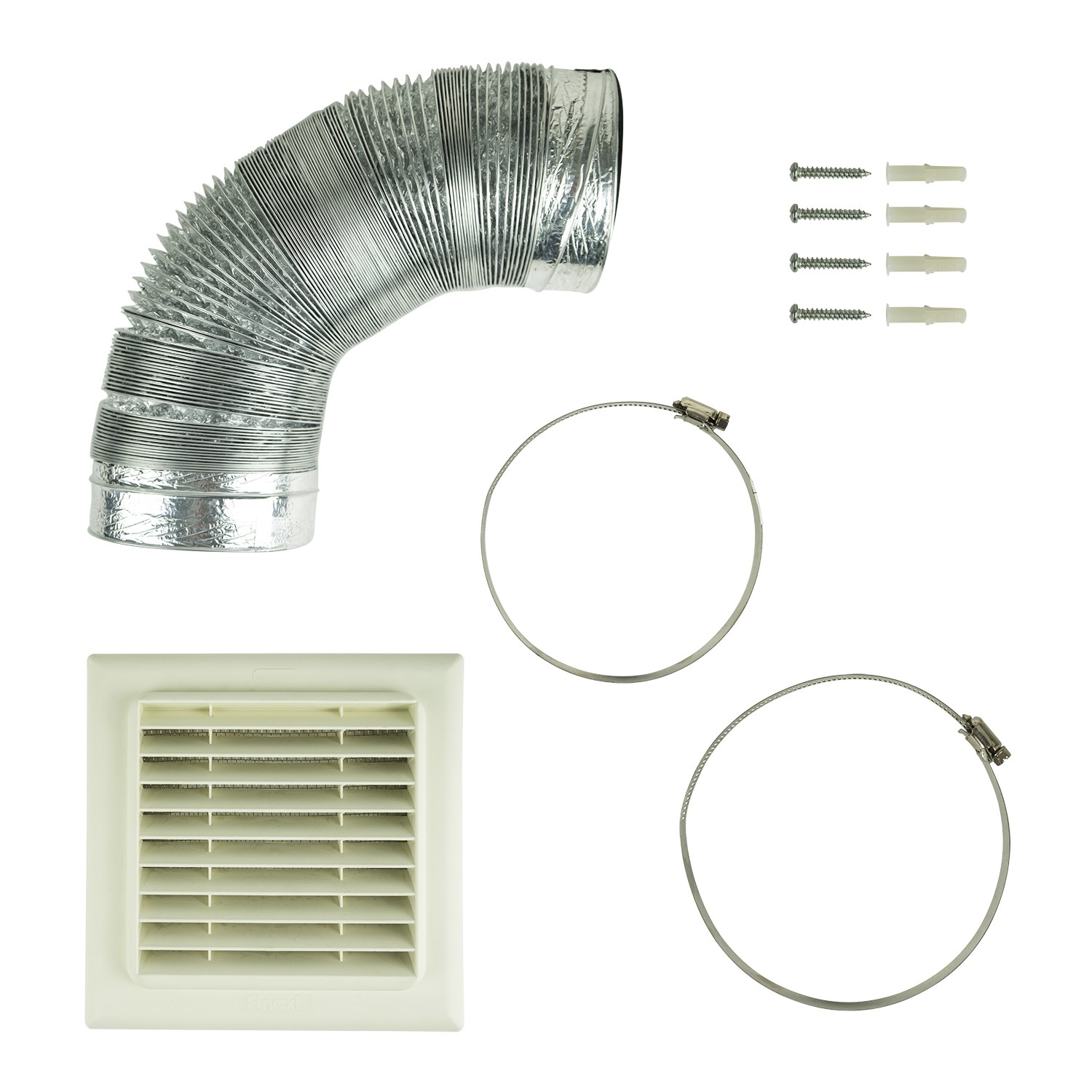 ElectrIQ Universal 120-125mm Diameter Kitchen Cooker Hood 3m Ducting Vent Kit with Flat Vent
