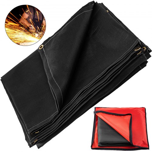 VEVOR Welding Blanket Fiberglass Blanket 10 X 10 Ft Fire Retardant Blanket Black