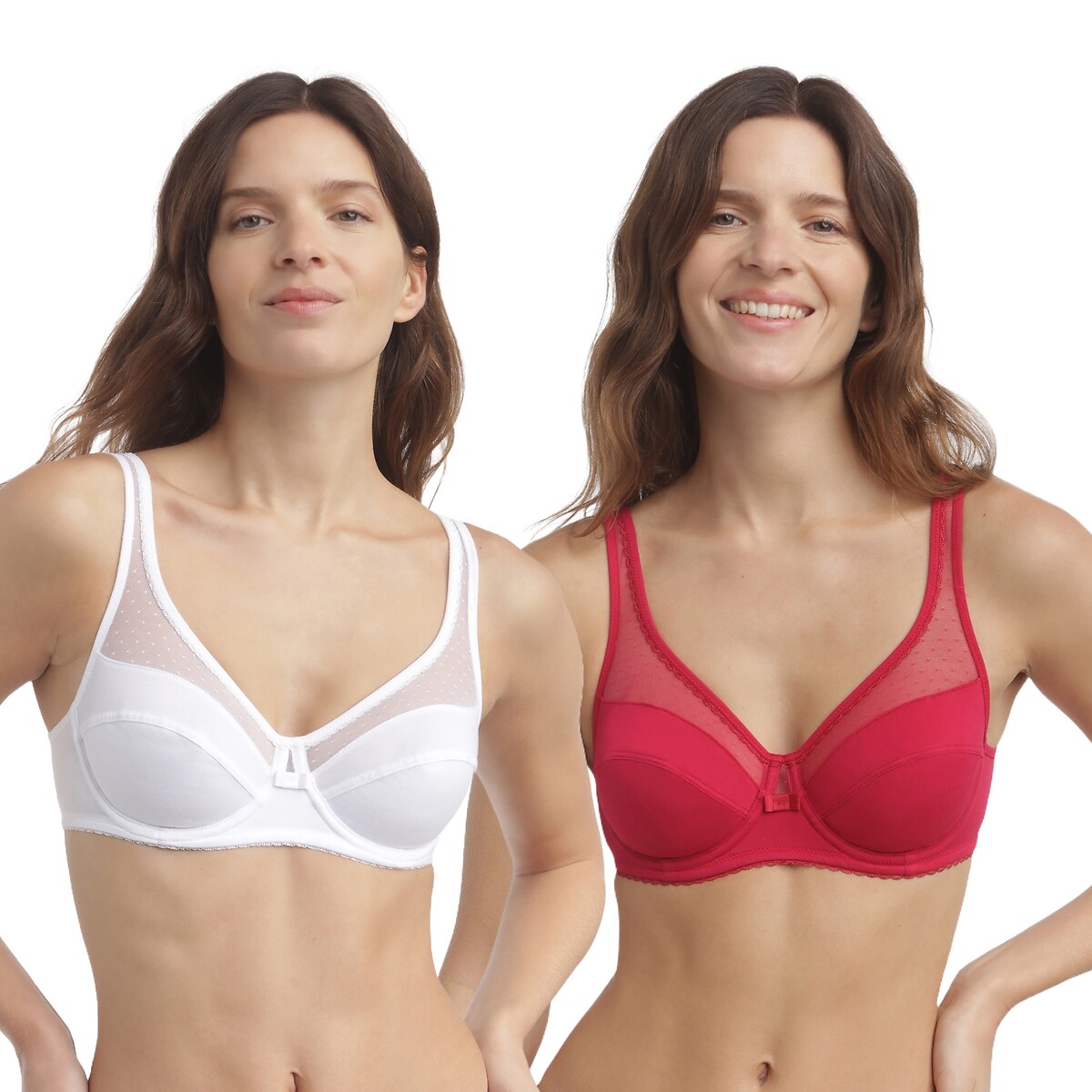 DIM Pack Of 2 Generous Bras In Organic Cotton