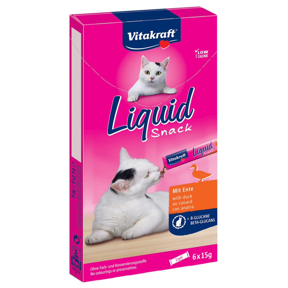 Vitakraft Cat Liquid Snack with Duck & ß-Glucans - Saver Pack: 24 x 15g
