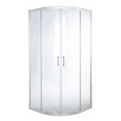 Cooke & Lewis Onega Framed Transparent Silver Effect Quadrant Shower Enclosure - Corner Entry Double Sliding Door (W)80Cm (D)80Cm
