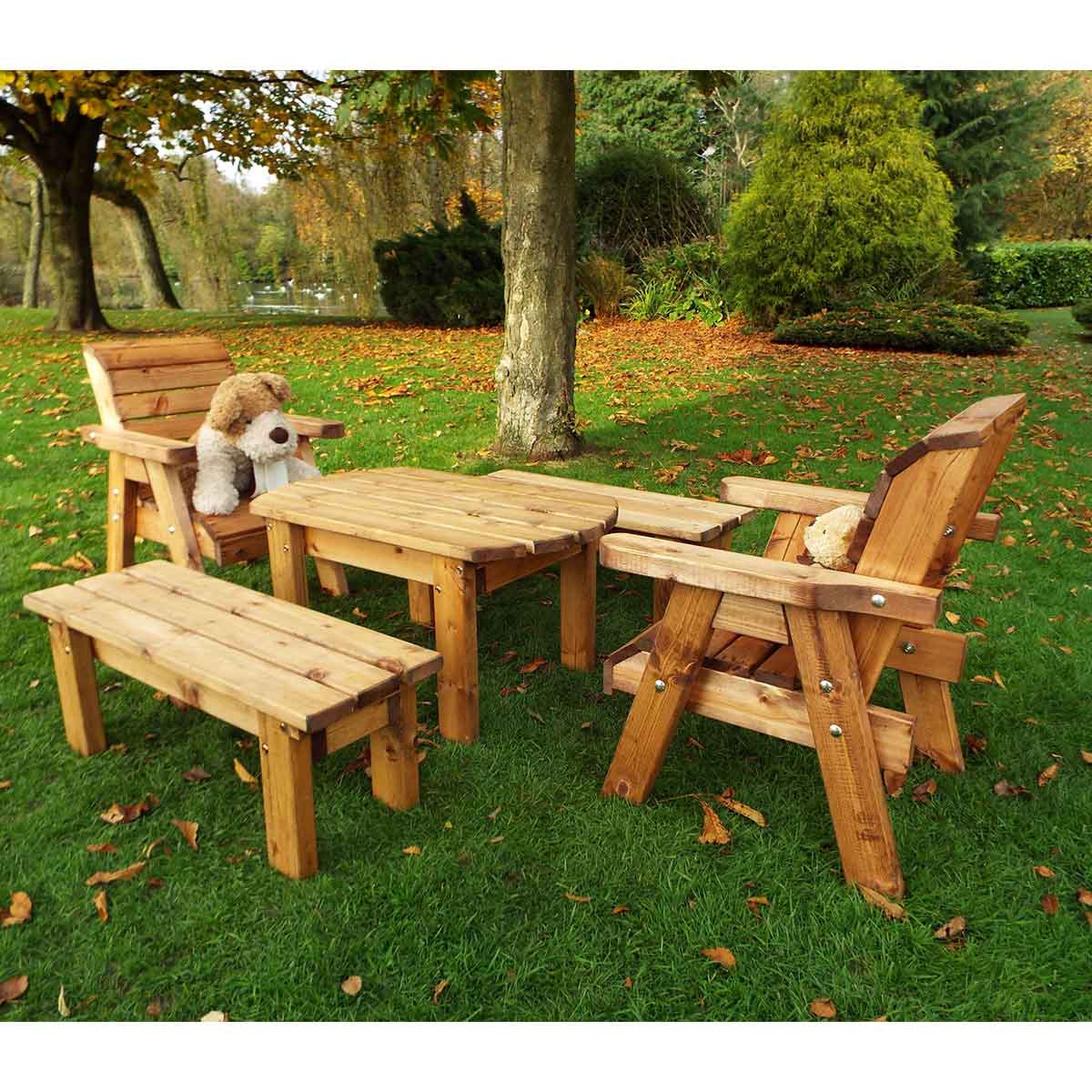 Charles Taylor Little Fella's Redwood Childrens' Table with Chairs and Benches