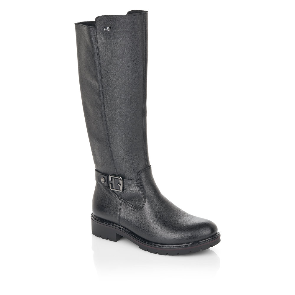 Rieker Y9192-00 Indalea Tex Black Leather Womens Knee-high Boots