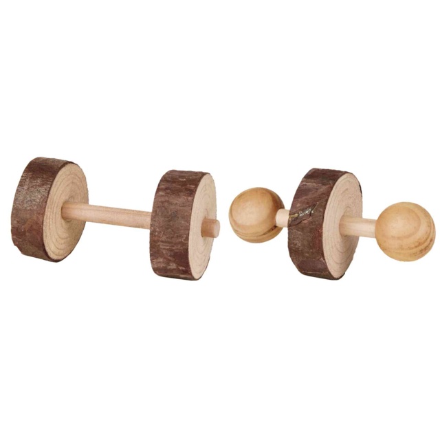 Trixie Natural Living Dumbbells, Ø 4.5 × 9 Cm, 2 Pcs. - Guinea Rabbit Chew Toys - guinea rabbit chew toys natural pig 2 wood rat dumbbells