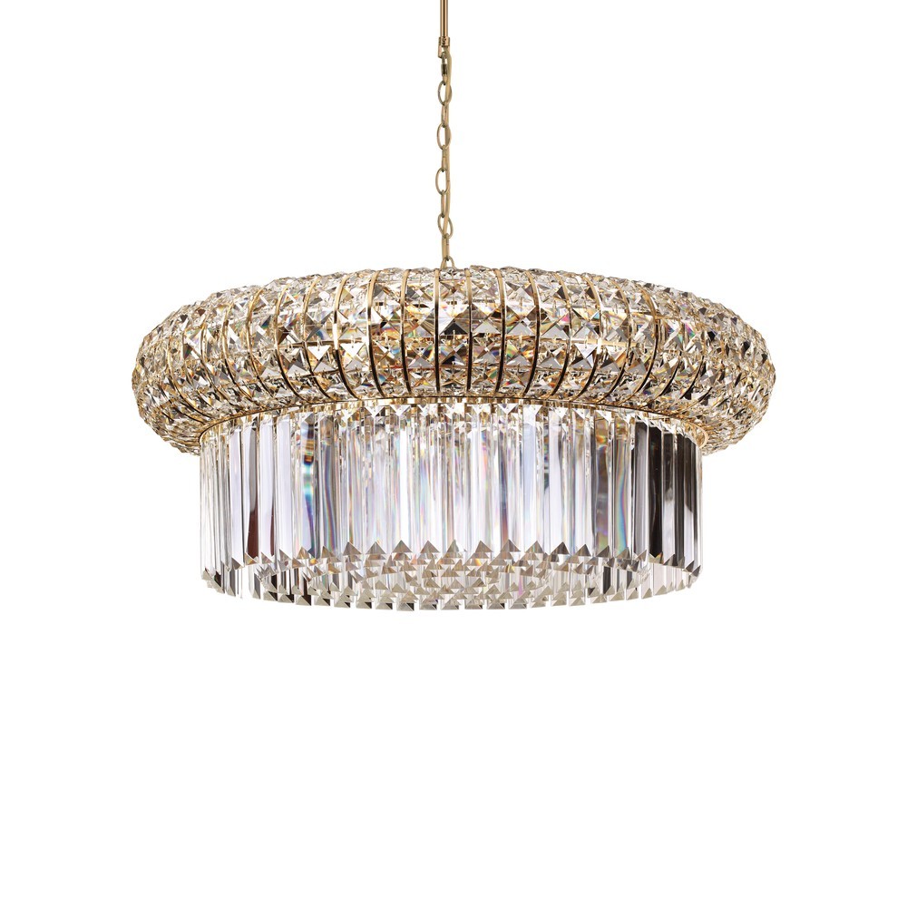 Ideal Lux Lighting Indoor Crystal Ceiling Pendant Lamp 18 Lights Gold, E14
