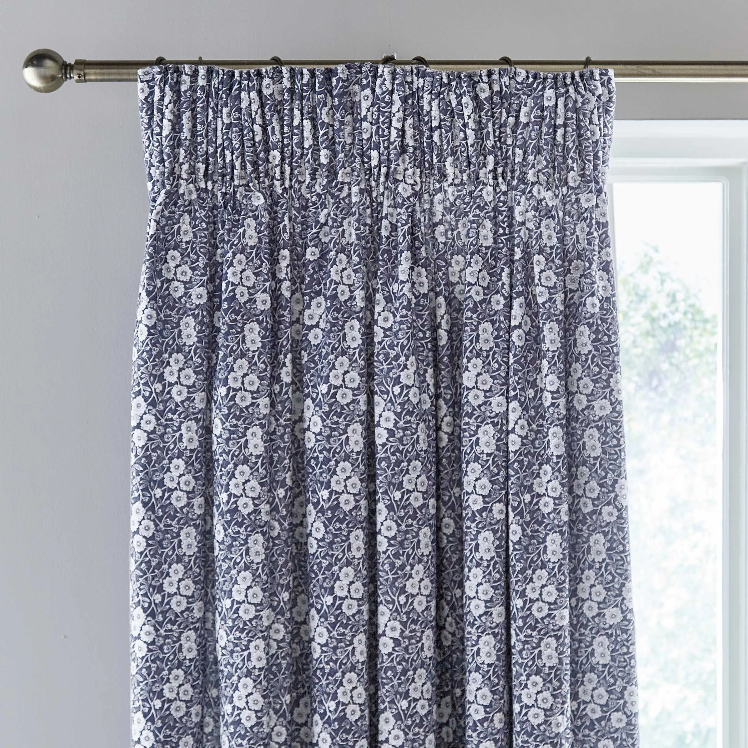  Calico Lined Curtains 90" x 72", Blue