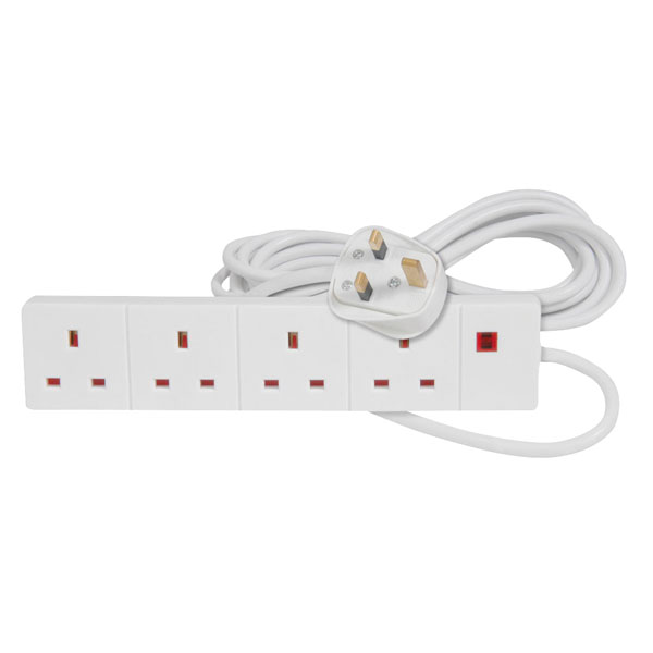 Mercury 429.834UK 4-Way Extension Lead Neon