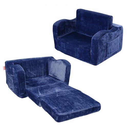  Baby Chair Foldable 2-in-1 Comfy Baby Lounger Couch Kids Sofa Blue