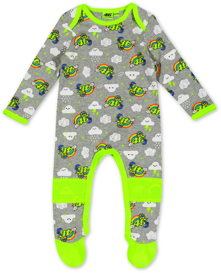 VR46 Sun and Moon Baby Romper, grey-yellow, Size 12 - 18 months 18 - 24 months, grey-yellow, Size 12 - 18 months 18 - 24 months